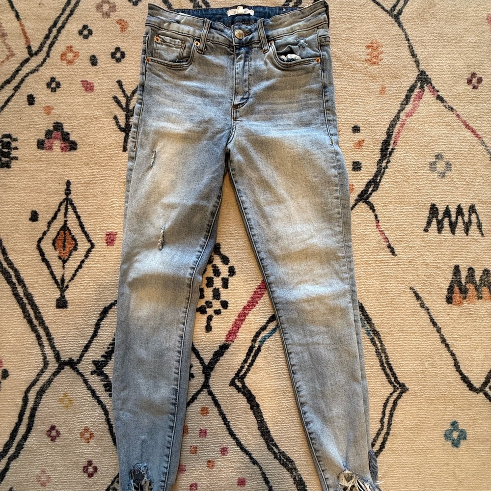 STS Blue Light Wash Distressed Ankle Jeans